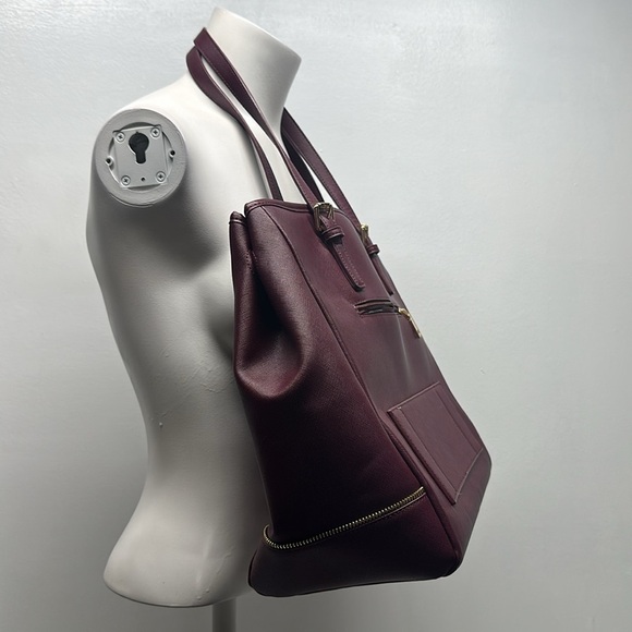 Glass Ladder Co Michelle Tote Bag Purse Leather Limited Edition Merlot Red - Picture 7 of 12